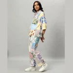 White Oversized Cotton Patchwork Shirt & Trousers Co-ord Set - Image 4