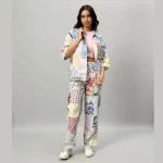 White Oversized Cotton Patchwork Shirt & Trousers Co-ord Set - Image 2