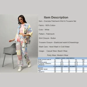 White Oversized Cotton Patchwork Shirt & Trousers Co-ord Set - Image 8