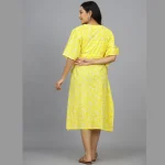 Women Beach Wear Yellow Floral Print Cotton Kaftan - Image 6