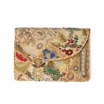 Women Beige Patchwork Embroidered Clutch Bag - Image 2