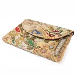 Women Beige Patchwork Embroidered Clutch Bag - Image 3