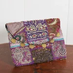 Women Cross Body Bag Purple Patchwork Embroidery Purse