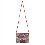 Women Cross Body Bag Purple Patchwork Embroidery Purse - Image 2