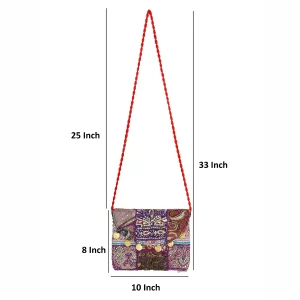 Women Cross Body Bag Purple Patchwork Embroidery Purse - Image 5