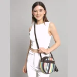 Women Fashion Cotton Jacquard Fabric Handbag - Image 2