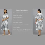 Women Grey Palm Tree Kimono Sleeve Evening Gown - Image 7