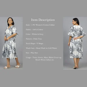 Women Grey Palm Tree Kimono Sleeve Evening Gown - Image 7