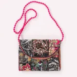 Women Handbags Patchwork Zari Embroidery Bag Black - Image 2