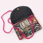 Women Handbags Patchwork Zari Embroidery Bag Black - Image 3
