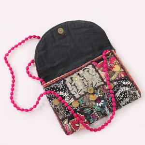 Women Handbags Patchwork Zari Embroidery Bag Black - Image 3