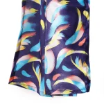 Women Navy Blue Feather Silk Feel Satin Scarf - Image 4