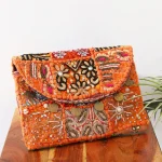 Women Orange Clutch Purse Handbag