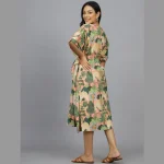 Women Peach Peacock Garden Kaftan Dress - Image 6