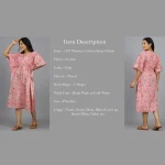 Women Pink Floral Print Cotton Kaftan Dress - Image 7