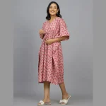 Women Plus Size Cotton Kaftan Maroon Arrow Print - Image 3