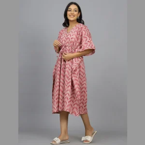 Women Plus Size Cotton Kaftan Maroon Arrow Print - Image 3