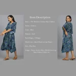 Women Rayon Soft Kaftan Dress Blue Leaf - Image 7