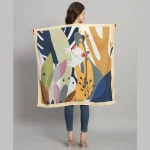 Women Yellow Frog Print Neck Wraps 40" Square Stole - Image 2