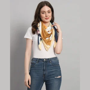 Women Yellow Frog Print Neck Wraps 40" Square Stole - Image 3