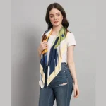 Women Yellow Frog Print Neck Wraps 40" Square Stole
