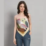 Women Yellow Frog Print Neck Wraps 40" Square Stole - Image 7