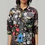 Women's Black Patchwork Co-ord Set Oversized Shirt & Trousers - Image 5