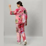 Oversized Pink Patchwork Shirt And Trousers For Women's - Image 7