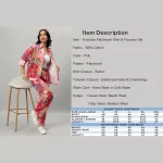 Oversized Pink Patchwork Shirt And Trousers For Women's - Image 8