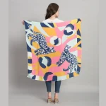 Women's Pink Leopard Print Crepe Silk Scarves - Image 2