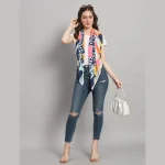 Women's Pink Leopard Print Crepe Silk Scarves - Image 3