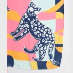 Women's Pink Leopard Print Crepe Silk Scarves - Image 6