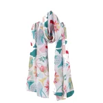 Women's Soft Crepe Silk Scarf Floral Print Hijab - Image 2