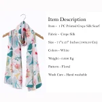 Women's Soft Crepe Silk Scarf Floral Print Hijab - Image 5