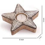 Wood Block Star Stamps Table Decor Wooden Candle Holder - Image 4