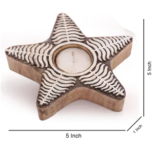 Wood Block Star Stamps Table Decor Wooden Candle Holder - Image 4