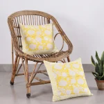 Yellow Floral Print 16" Cotton Cushion Cover