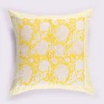 Yellow Floral Print 16" Cotton Cushion Cover - Image 2