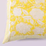 Yellow Floral Print 16" Cotton Cushion Cover - Image 3