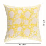 Yellow Floral Print 16" Cotton Cushion Cover - Image 7