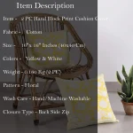 Yellow Floral Print 16" Cotton Cushion Cover - Image 6