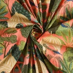 10 Yard Peach Peacock Garden Print Cotton Fabric - Image 3