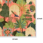 10 Yard Peach Peacock Garden Print Cotton Fabric - Image 5