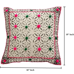 18" Hand Block Printed Rugs Cushion Cover - Image 4