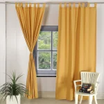 2 PC Indian Soft Cotton Solid Gold Curtains Home Decor