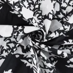 5 Yard Cotton Black White Floral Print Fabric