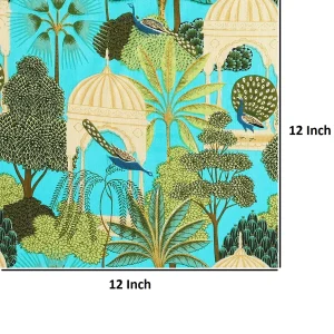 5 Yard Peacock Garden Print Fabric Cotton Dress Material - Image 5