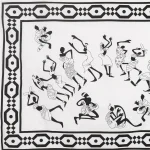 Antique African Culture Tribal Dance Cotton Tapestry - Image 3