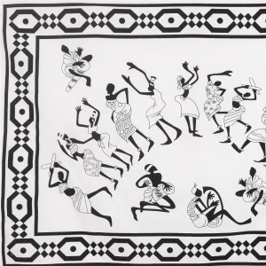 Antique African Culture Tribal Dance Cotton Tapestry - Image 3