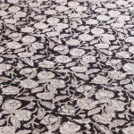 Beautiful Hand Block Print Throw Black Beige Floral Bed Throw - Image 7